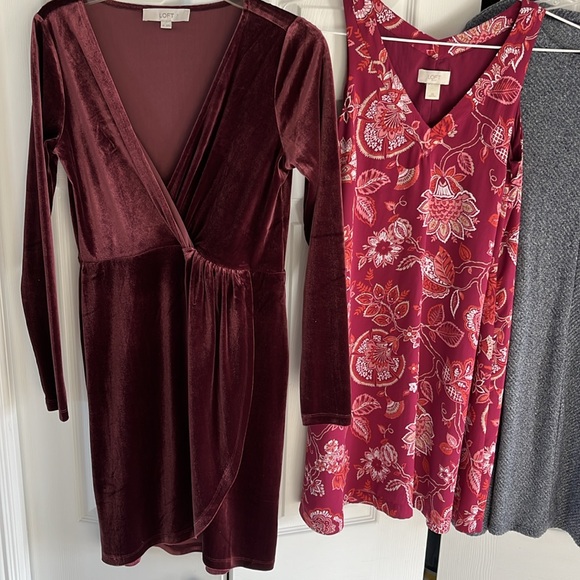 XS Loft GAP & Old Navy LOT 4 dresses velvety mauve long sleeve holiday, spandex - Picture 2 of 13